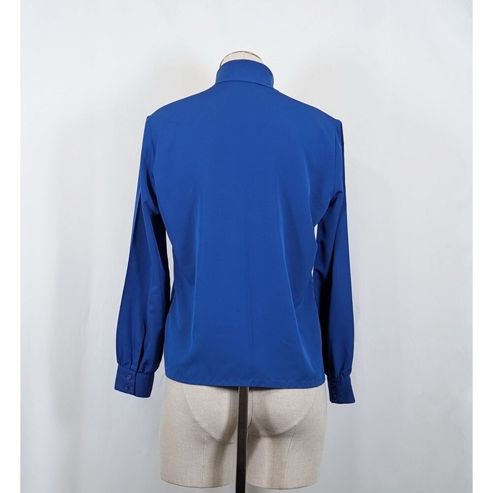 Vintage 80s Blouse Blue Pleated Front Long Sleeve Women's Size 10 Pendleton - Picture 5 of 7